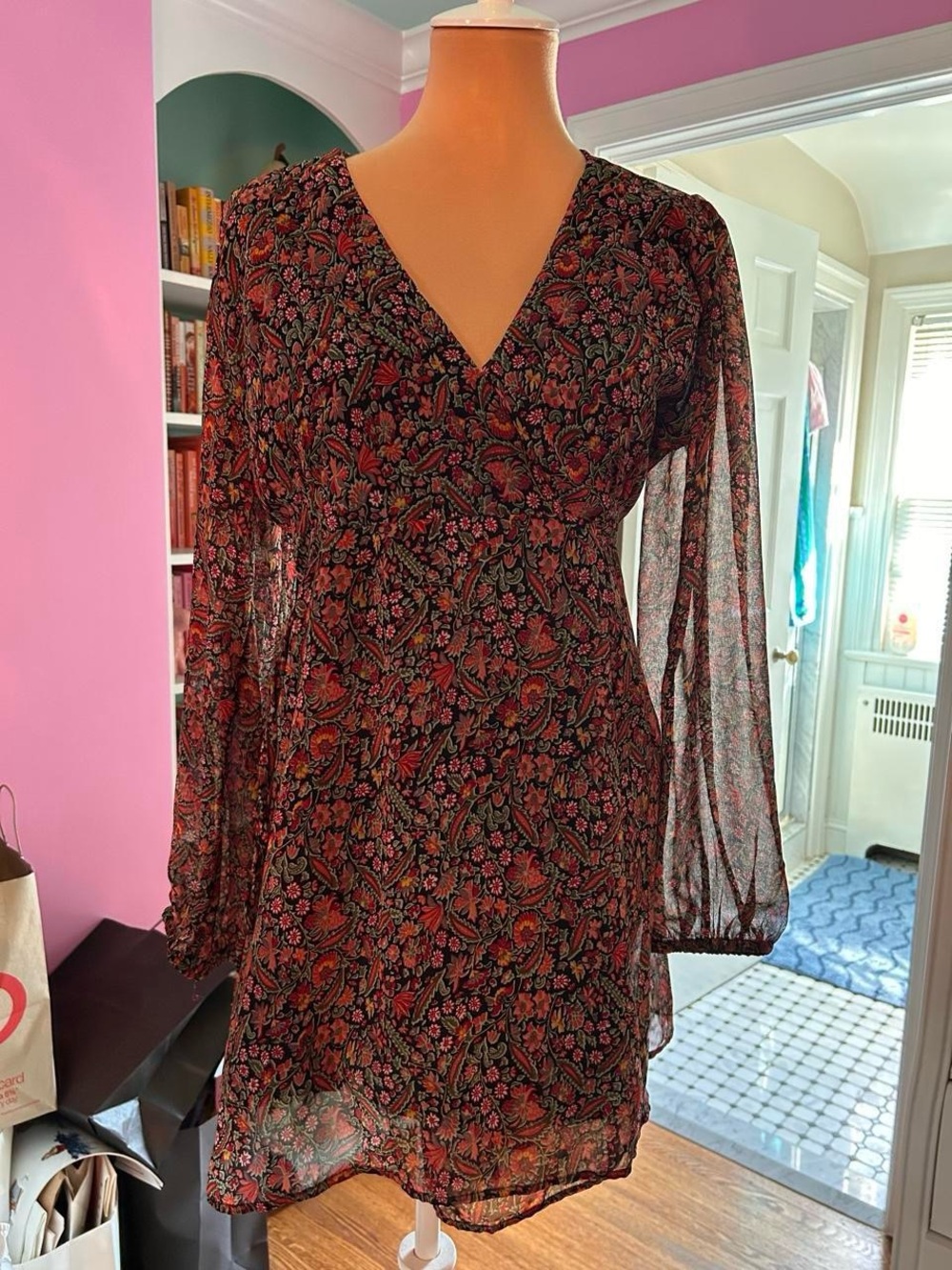 Urban Outfitters Red and Green Floral Fabric